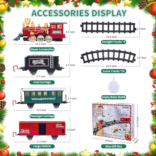 Kids Train Set with Steam Locomotive, Sounds & Lights for Boys Girls Ages 3-8 N4969
