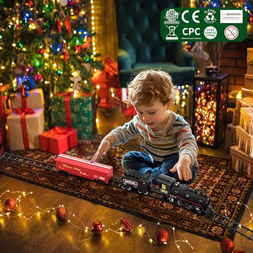Electric Train Set with Smoke, Lights & Sound for Kids P7649