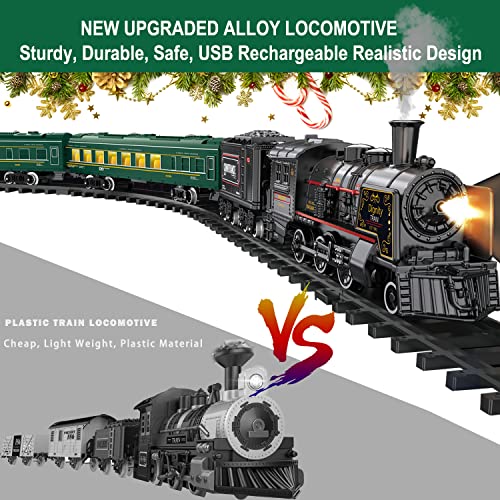 Electric Train Set for Kids with Steam Locomotive, Light & Sounds S601002