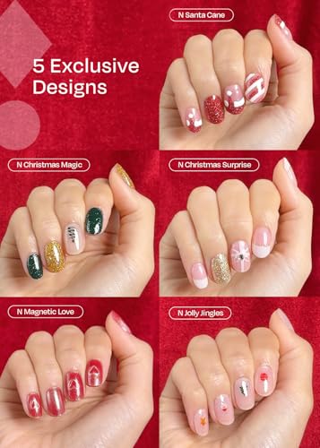 ohora Semi Cured Gel Nail Strips Red Chrome & Joy Christmas Set V6536