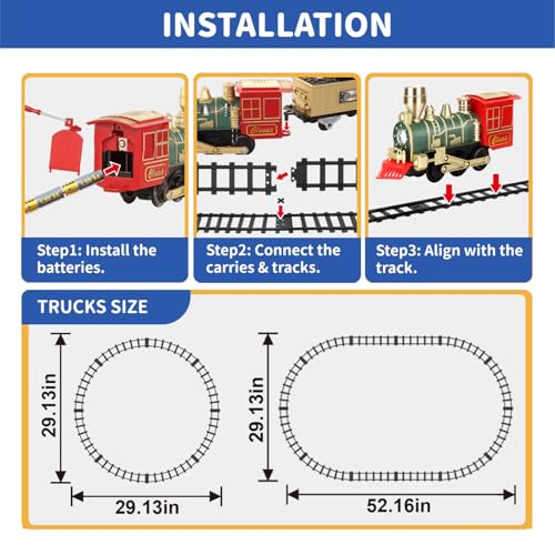 JUQU Christmas Train Set for Kids Ages 3-8, Battery Operated with Lights and Sounds R49536