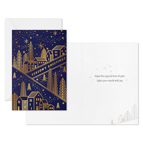 Hallmark Modern Boxed Christmas Cards with Envelopes, Evergreen Branches and Holly A12256