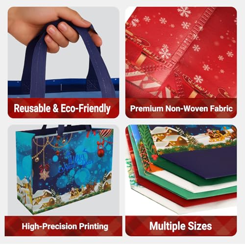 habgp 20 Pack Christmas Gift Bags Assorted Sizes with Handle, Reusable Tote K88379