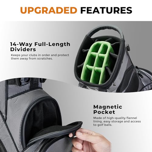 14 Way Dividers Golf Stand Bag Lightweight with Multiple Pockets E912707