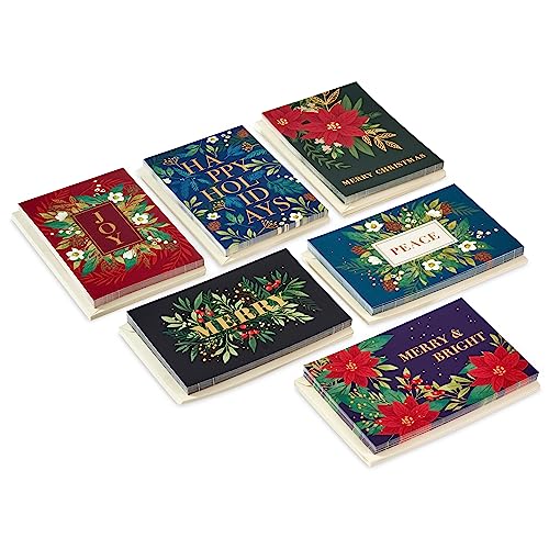Hallmark Boxed Christmas Cards, Jewel-Tone Floral, 72 Cards with Envelopes H490