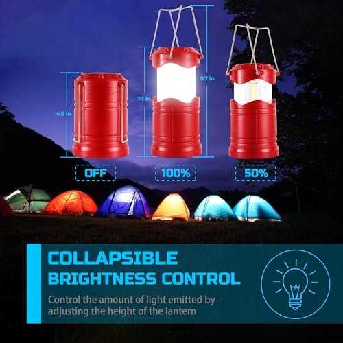 Lichamp LED Camping Lantern 4 Pack, Battery Powered Portable Hanging Light X975