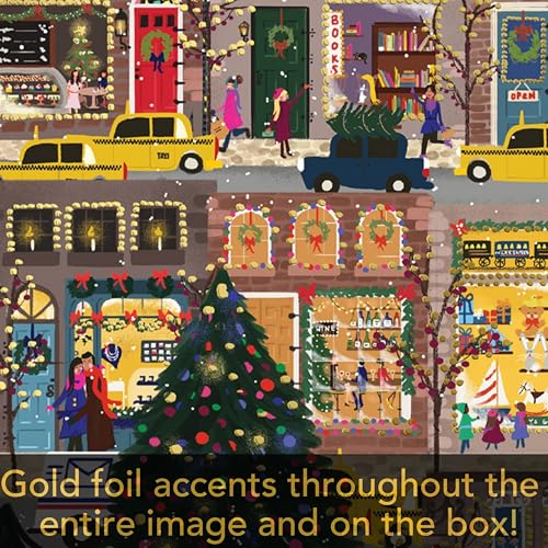 Galison Winter Lights Foil Puzzle, 500 Pieces, 20" x 20" Holiday Jigsaw Puzzle P8985