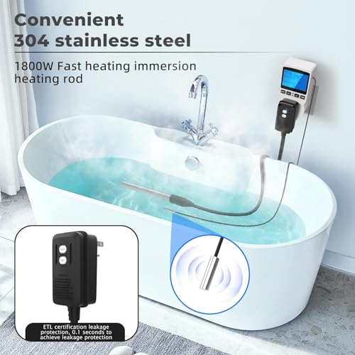 1800W Immersion Water Heater for Pool, Submersible with Thermostat & GFCI H639917