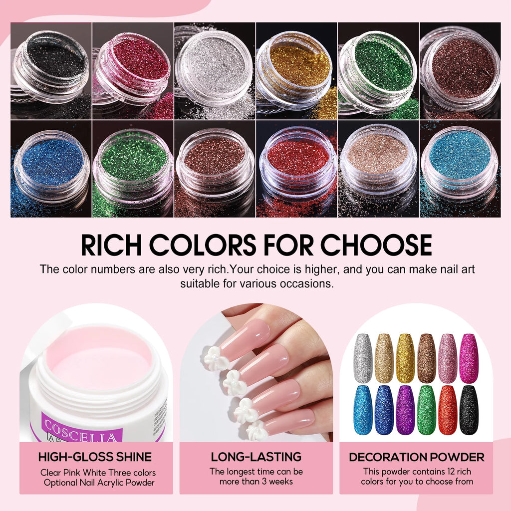 Coscelia Acrylic Nail Kit with UV Light and Nail Drill O96265