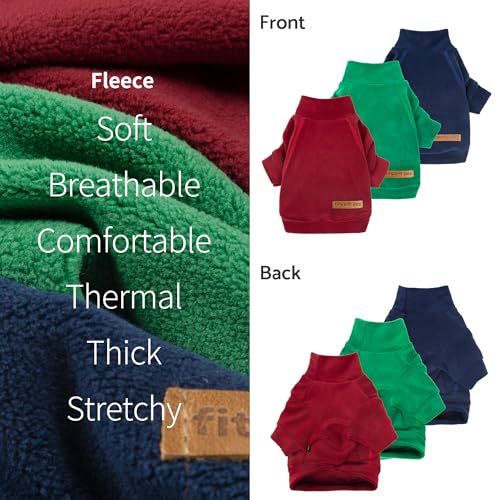 Fitwarm 3 Pack Classic Fleece Dog Sweater for Small Dogs, Medium D613