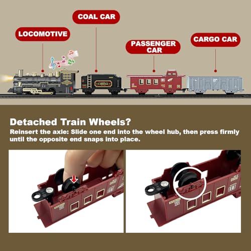 JUQU Christmas Train Set for Kids Ages 3-8 with Remote Control, Lights & Sounds X829788