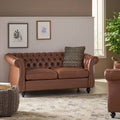 61.75x22 Rolled Arm Chesterfield Loveseat Canora Grey