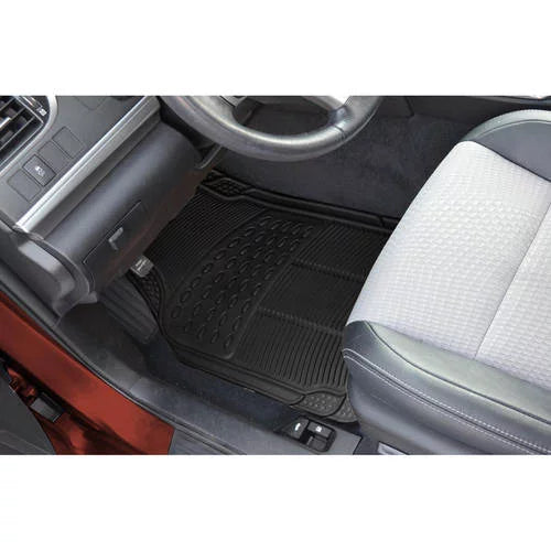BDK Front Car Rubber Floor Mats 2-Piece Black Beige Gray Heavy Duty V735
