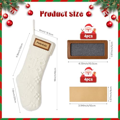 Bone Shaped Dog Christmas Stockings 3 Pack Cable Knit with Name Tag X7669