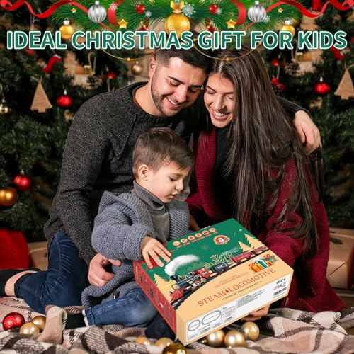 Kids Train Set with Steam Locomotive, Sounds & Lights for Boys Girls Ages 3-8 N4969