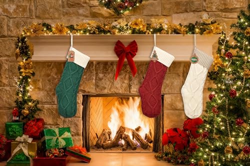 Bone Shaped Dog Christmas Stockings 3 Pack Cable Knit with Name Tag X7669