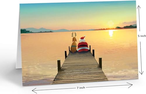 Stonehouse Collection Dock Sunset Christmas Card 18 Boxed Holiday Cards and Envelopes USA Made J542