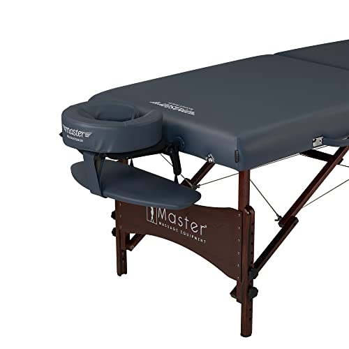 Master Massage Newport Portable Massage Table with 2.5" Cushion, Walnut Hardwood, Black, 30" R296868