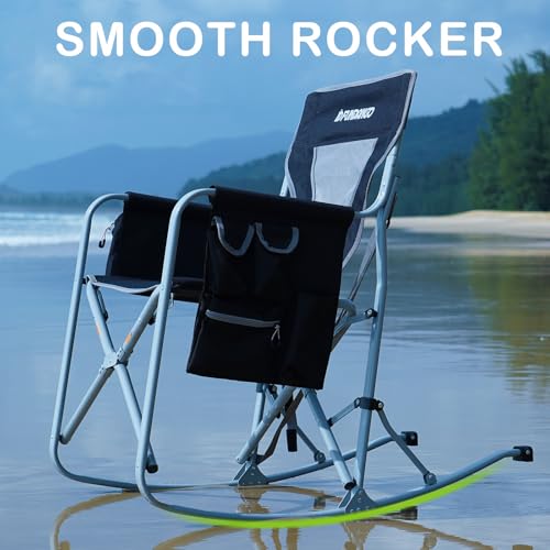 FUNDANGO Oversized Portable Rocking Camping Chair with Cooler and Side Pocket T5034