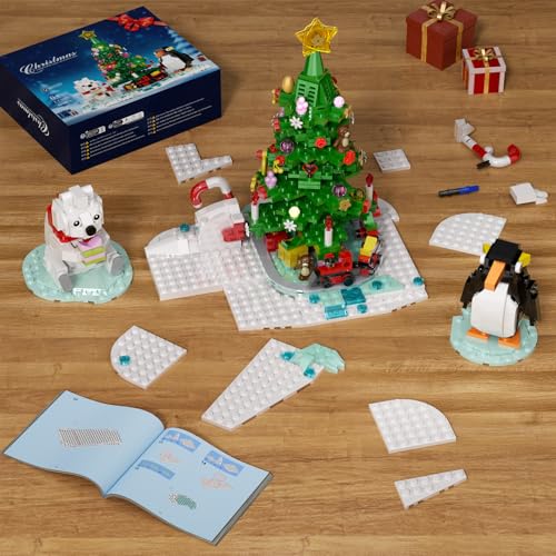 Christmas Tree Building Kit with Lights, Compatible with Lego, 802 PCS G405
