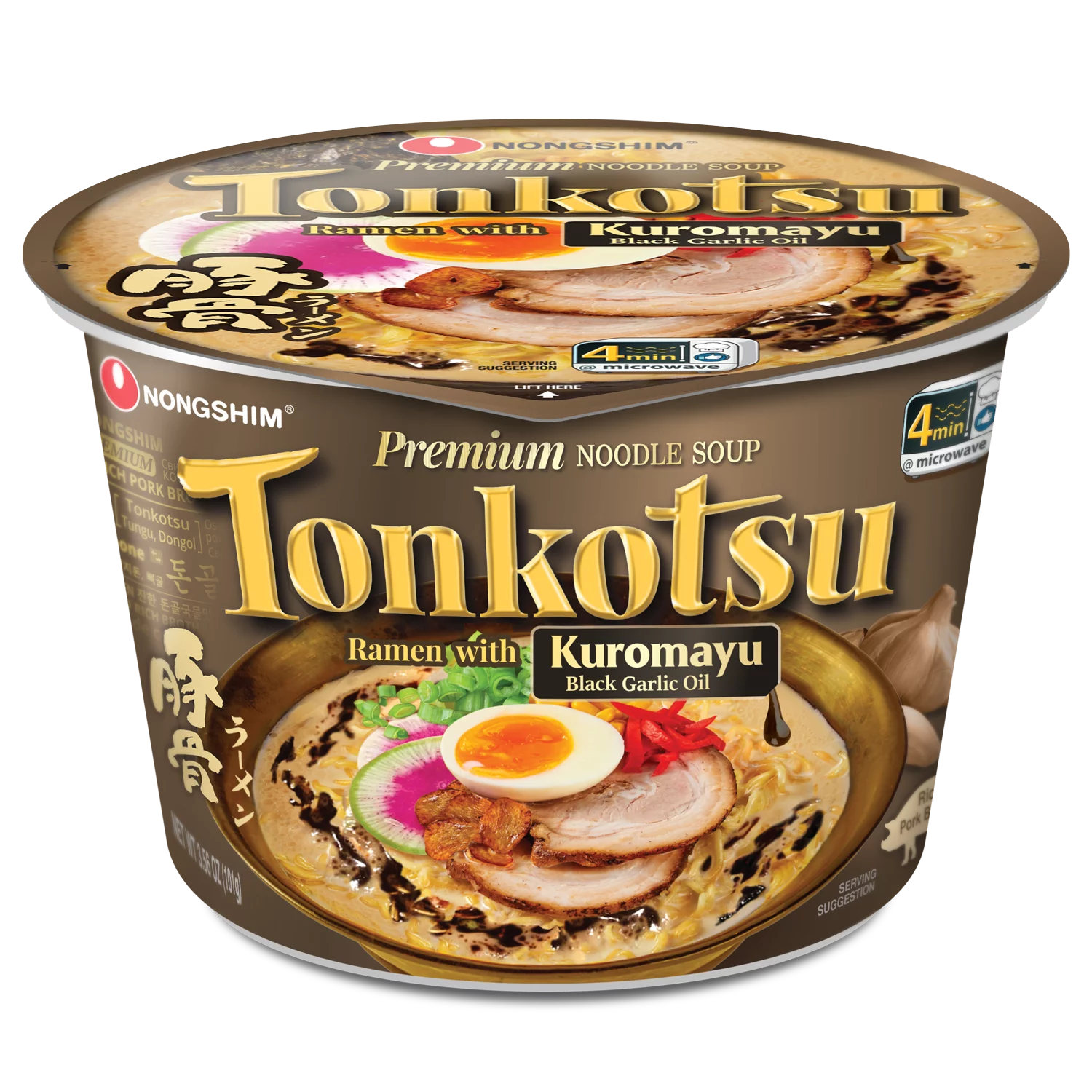 Nongshim Tonkotsu Spicy Pork & Black Garlic Ramyun Noodle Soup, 3.6oz, 6 Count J970