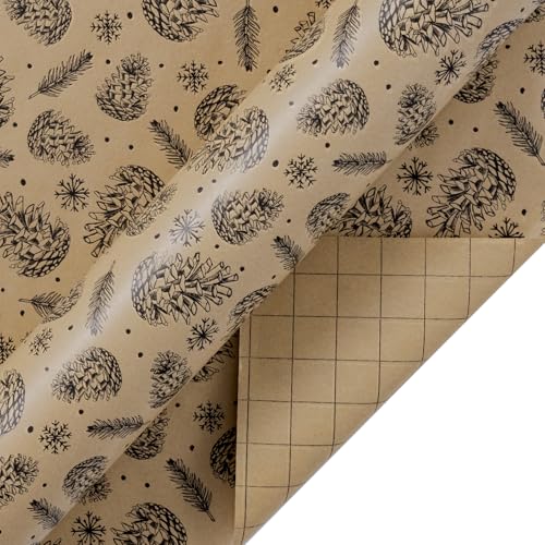 RUSPEPA Christmas Wrapping Paper Jumbo Roll Kraft Paper, Christmas Tree Design, 30 in x 100 ft U53088