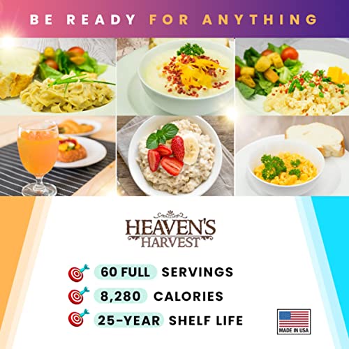 Heaven’s Harvest 25-Year Family Food Kit, Freeze Dried Emergency Food Supply in Waterproof Bucket J222