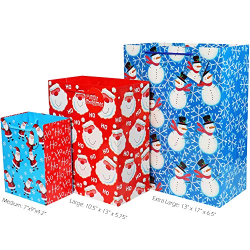 FZOPO Christmas Gift Bags Bulk Set with Handles Assorted Sizes W231