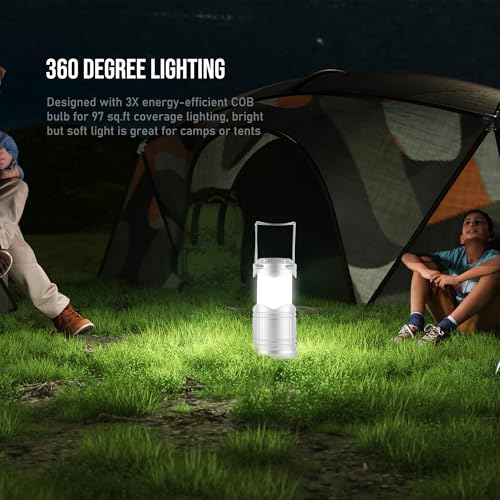 Lichamp LED Camping Lantern 4 Pack, Battery Powered Portable Hanging Light X975