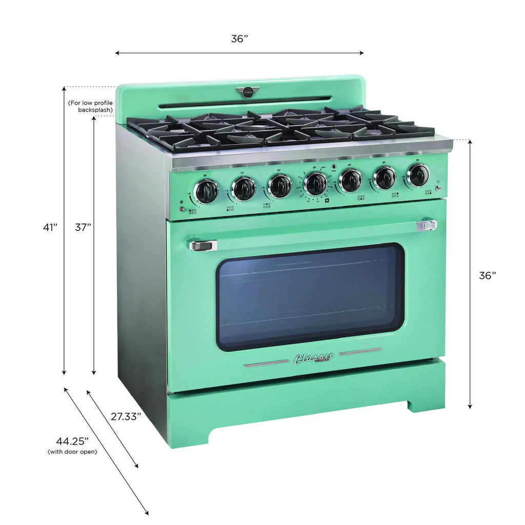 Unique Classic Retro 36" Freestanding Gas Range with Convection Oven P68118