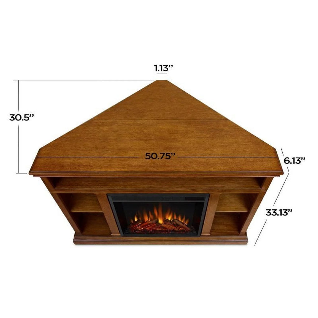 Bowery Hill Traditional Wood Electric Corner Fireplace for TVs up to 50" Oak M8800