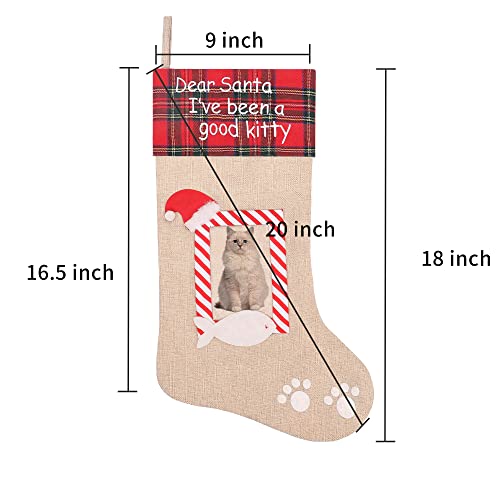 Burlap Pet Christmas Stockings with Photo Frame, 20 Inches T603