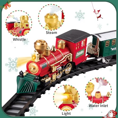 Letapapa Train Set with Steam Locomotive, Tracks, Lights & Sound for Kids A3170