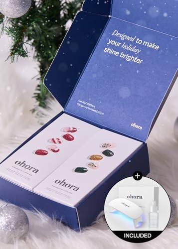 ohora Semi Cured Gel Nail Strips Red Chrome & Joy Christmas Set V6536