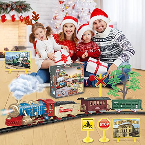 JUQU Christmas Train Set for Kids Ages 3-8 with Remote Control, Lights & Sounds X829788