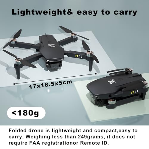 TT19 Foldable 1080P Camera Drone for Adults, Brushless Motor RC Quadcopter, Orange E4143
