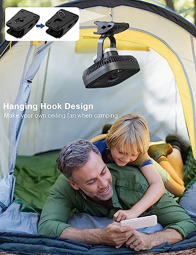 SLENPET 20000mAh Rechargeable Portable Clip on Fan with Light & Hook R310107