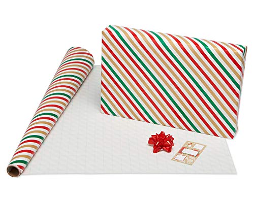 American Greetings Christmas Wrapping Paper Set, Red and Tan Brown, 120 sq ft, 4 Rolls R967653