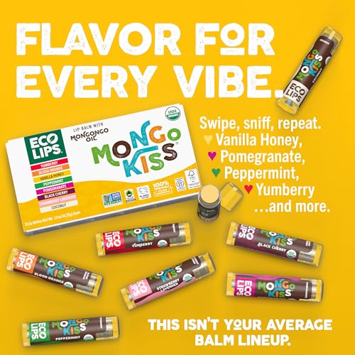 Mongo Kiss USDA Organic Lip Balm Set 8-pack with Mongongo Oil & Cocoa Butter B2380