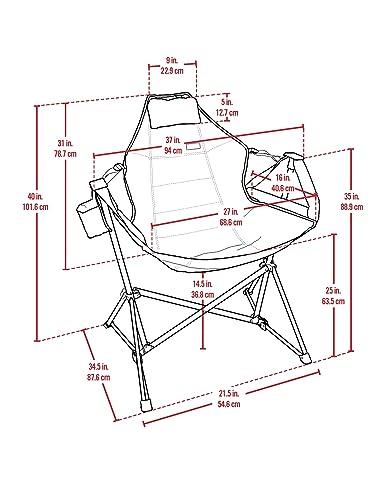 RIO Hammock Camping Chair, Steel, Adjustable Back, Folding with Pillow Cup Holder C359
