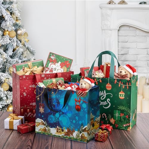habgp 20 Pack Christmas Gift Bags Assorted Sizes with Handle, Reusable Tote K88379