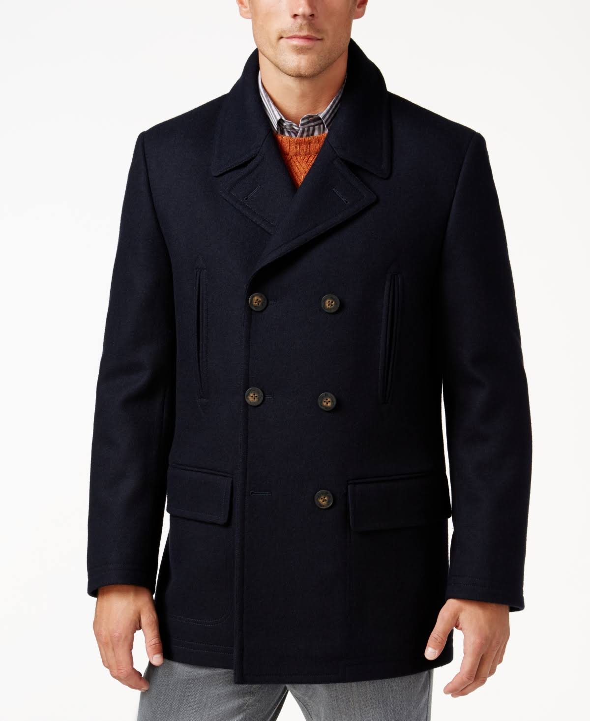 Lauren Ralph Lauren Luke Wool-Blend Classic-Fit Peacoat - Dark Navy - Avayadevconnect