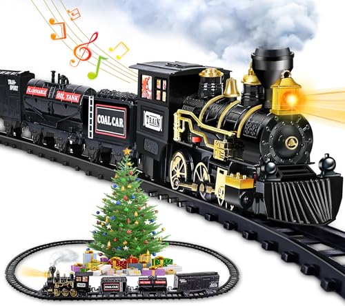 Letapapa Train Set with Steam Locomotive, Tracks, Lights & Sound for Kids A3170