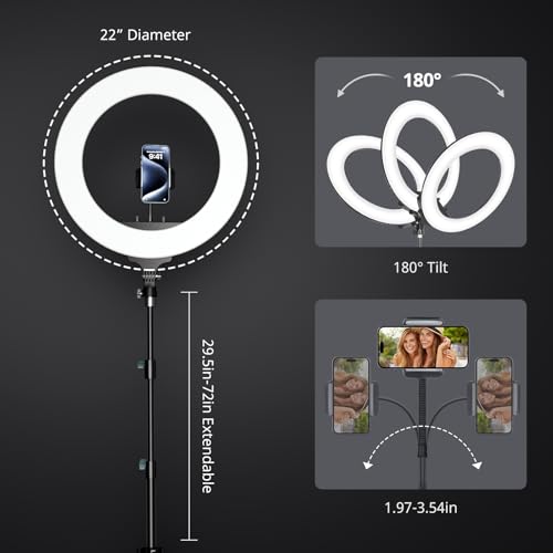 Aureday 14'' Selfie Ring Light with 62'' Tripod Stand and Phone Holder W597