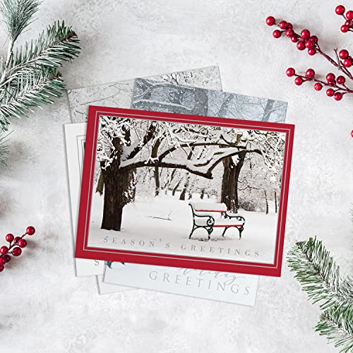 Masterpiece Holiday Greetings Christmas Cards with Snowy Cardinal Wreath, 16 Boxed with Envelopes L381397