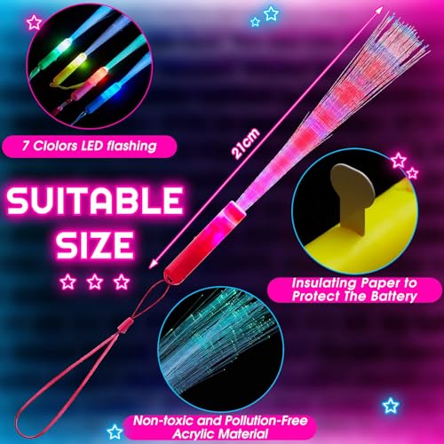 Kasyat 10 Pieces LED Fiber Optic Glow Wands for Party Favors P397