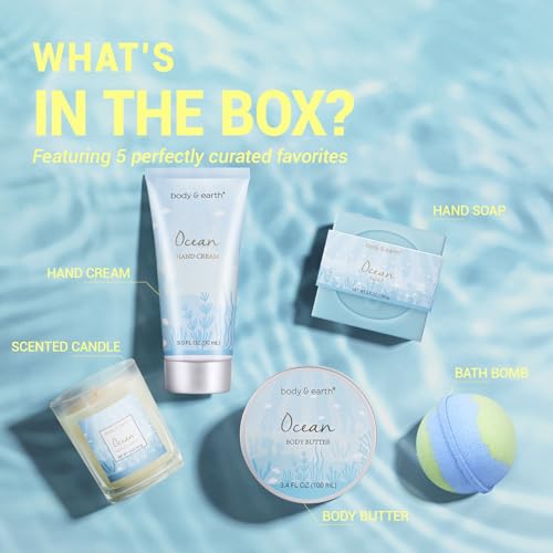 Women's Bath and Body Gift Set with 5 Pcs Ocean Scented Spa Gifts G419995