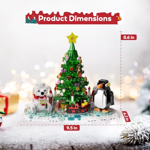 Christmas Tree Building Kit with Lights, Compatible with Lego, 802 PCS G405