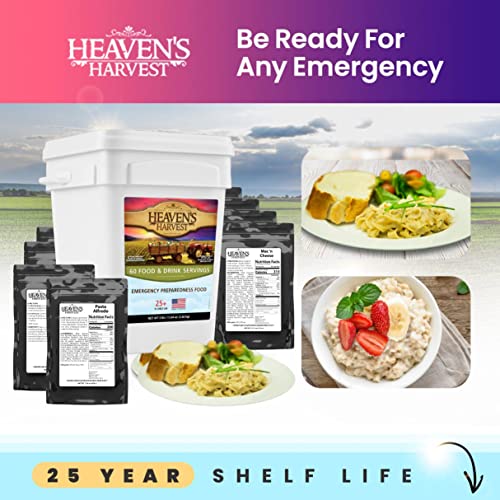 Heaven’s Harvest 25-Year Family Food Kit, Freeze Dried Emergency Food Supply in Waterproof Bucket J222