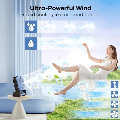 Portable Misting Fan with RGB Lantern, 30000 mAh Rechargeable Camping Fan I36923